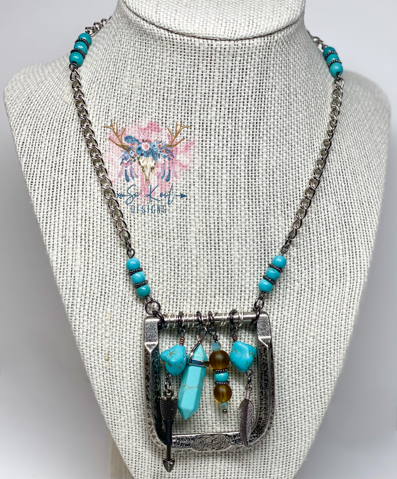 Buckle, beaded, and chain necklace