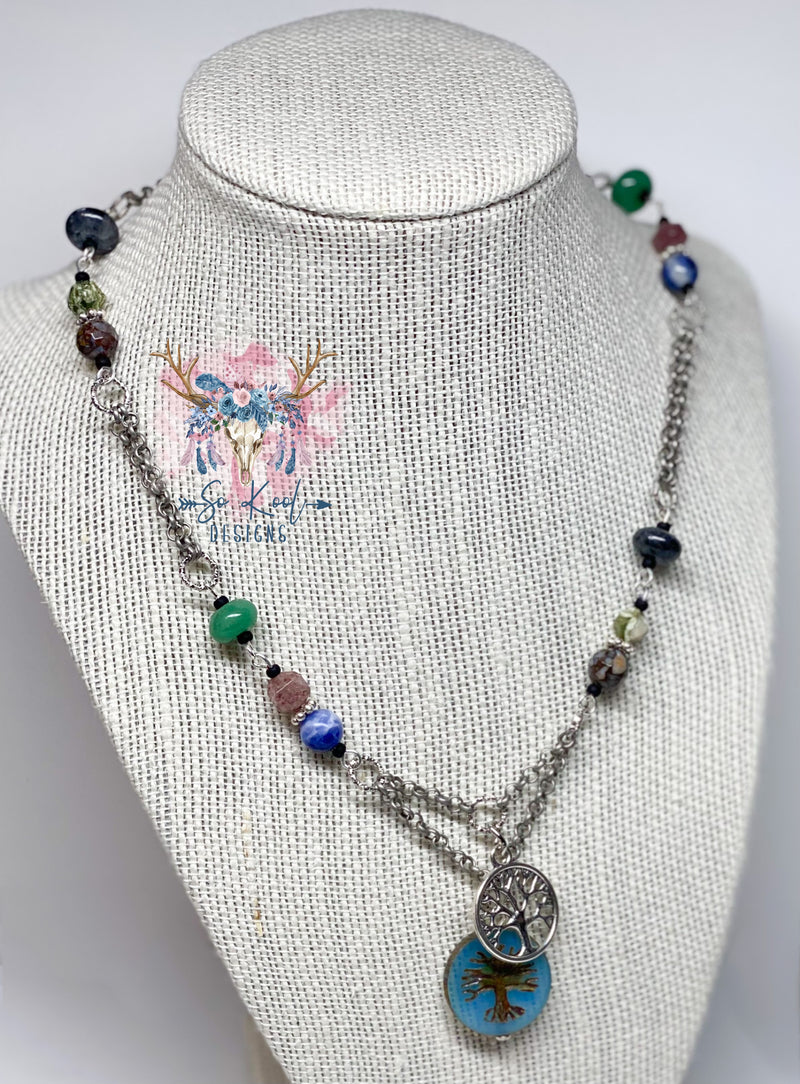 Tree of Life beaded and chain necklace